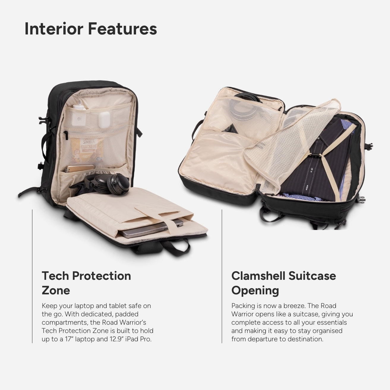 Travel Backpack Carry on Backpack Pack Like a Suitcase Zoomlite