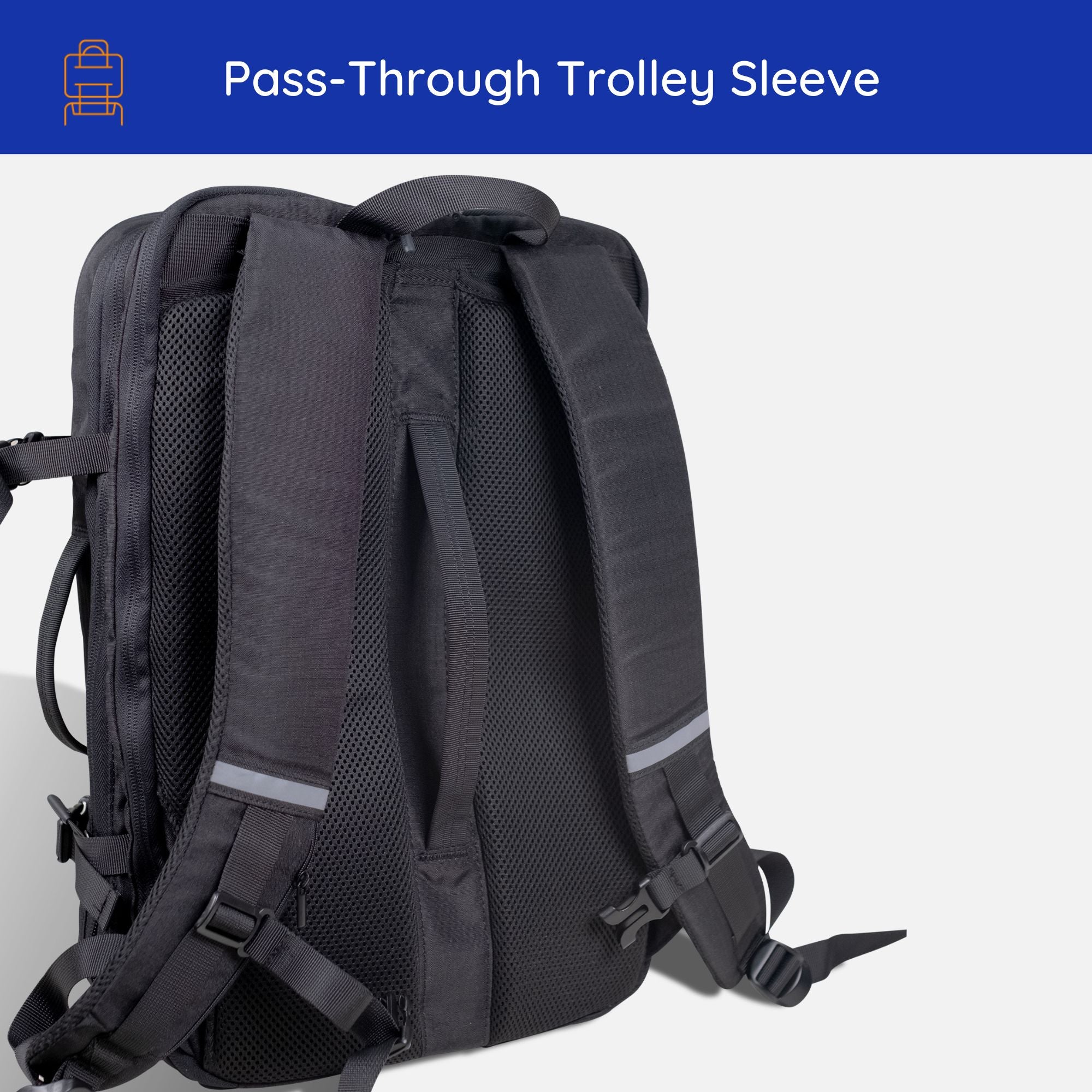 Travel backpack trolley outlet sleeve